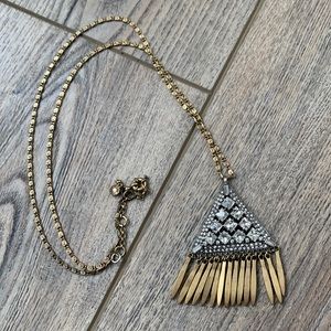 J. Crew Rhinestone & Gold Triangle Pendant